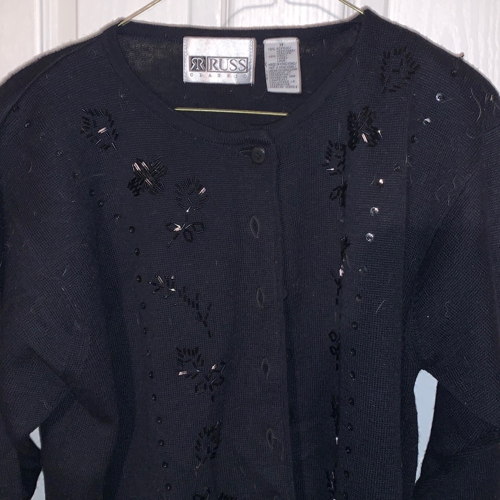 Vintage Russ classic sweater with sequins sewn on from